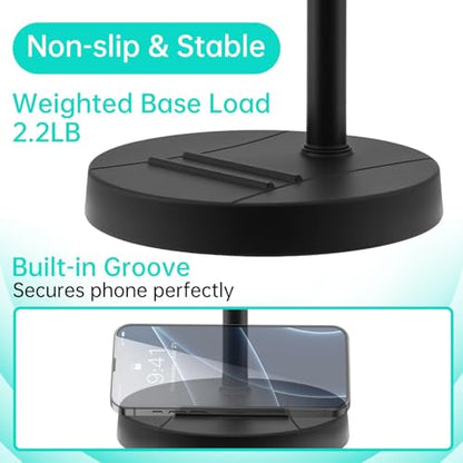 Desk Mic Stand 1/4 inch Thread Adjustable Table Mic Stand Multi-Use Desk Webcam Cell Phone Mount for Camera Ring Light Holder Microphone Clip on Table with Microphone Clip, Cell Phone Clip