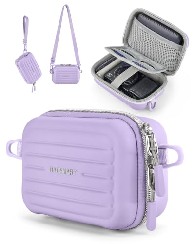 BAGSMART Digital Camera Case, Small Camera Bag with 2 Carrying Ways, Purple | Lightweight Camera Sling Bag for Canon Powershnot ELPH 180/190/Sony DSCW800/DSCW830, Waterproof & Protective - color: Purple