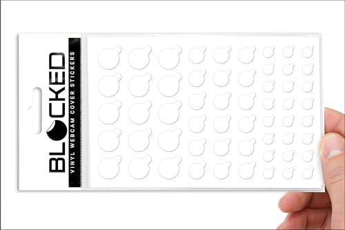 Blocked Original Vinyl Webcam Cover Stickers | Restickable & Stackable Privacy Covers | for All Camera-endable Devices | 3-Sizes | 57 White Tabbed (Ultra Glossy) - color: 57 White Tabbed | Ultra-Glossy