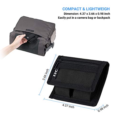 DSLR Battery and Memory Card Holder Pouch (3 Pockets) - Camera SD CF XQD Card Storage Case for AA, LP-E6, LP-E10, LP-E12, LP-E17, EN-EL14, EN-EL15, NP-FW50, NP-F550, NP-FZ100 Batteries - size: 2 Battery Slots + 1 Zipped Pockets