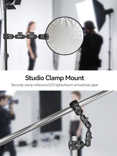 MAGJIEYX Double Clamp Mount, 360°Magic Arm for Umbrella Pole and Chair Monitor Desk Photo Studio Light Stand, Photography Reflector, Strollers, Motorcycle, Flag Holder Moun（11.81in） - size: 11.81in
