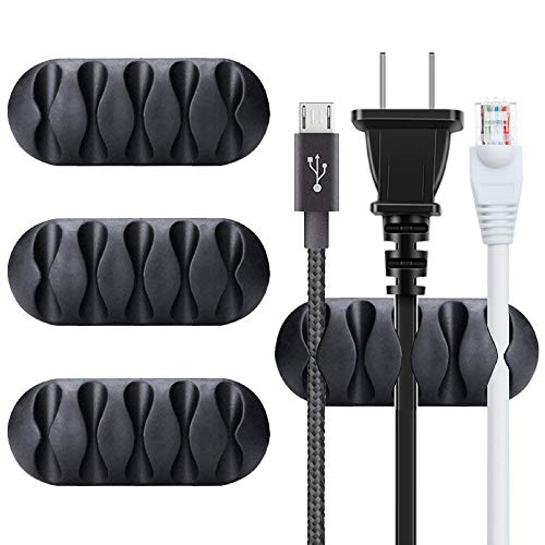 BEADNOVA Cord Organizer Cable Organizer Cable Clips Cord Holder for Desk Management Wire Holder Clips for Computer Desk (Black, 4 pcs) - color: 5 Slots(4 PCS)