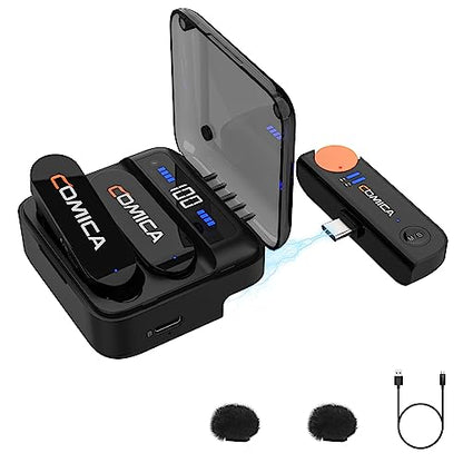 COMICA Vimo S UC Wireless Lavalier Microphone for iPhone 15/16/17/Android, Noise Cancellation, 656FT Range, 15H Battery Life with Charging Case, Lapel Microphone Wireless for Video Recording Vlogging