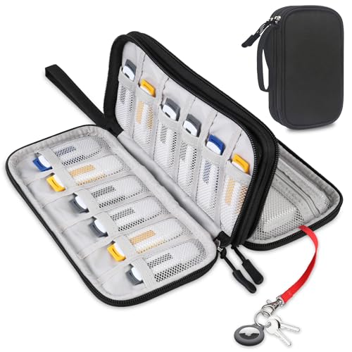 Lacdo USB Flash Drive Case Thumb Drive Holder Case Organizer Portable Electronic Accessories Storage Bag for SanDisk/SamData/Samsung USB Flash Drives Jump Drive Memory Stick, Cable, Medium Size-Black - color: Black, size: Medium
