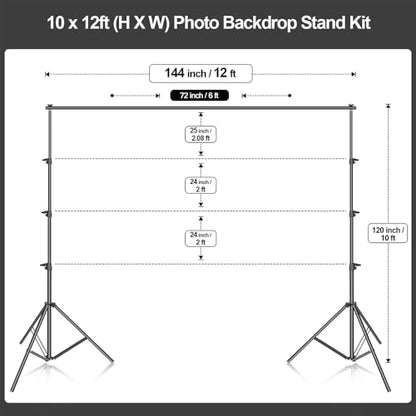 EMART Photo Backdrop Stand kit, 10 x 12 ft Back Drop Adjustable Frame for Photography, Photoshoot Banner Background Support Holder for Parties Dectoration - size: 10x12ft