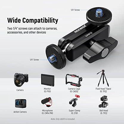 NEEWER Flexible Articulating Magic Arm with Dual Ball Heads, CNC Machined Aluminum Alloy with 1/4" Screws&Holes for Camera Monitor, LED Light, Microphone, Tripod, Compatible with SmallRig Cage, UA012 - style: UA012
