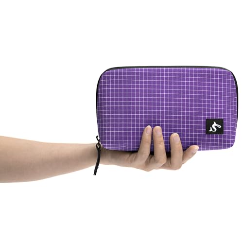 simtoper Small Electronics Organizer Travel Case – Slim Travel Cable Pouch for Small Tech Accessories, Cords, Chargers, Earbuds – Lightweight Mini Tech Bag for Backpack, Business, Travel - color: Purple Plaid, size: Small