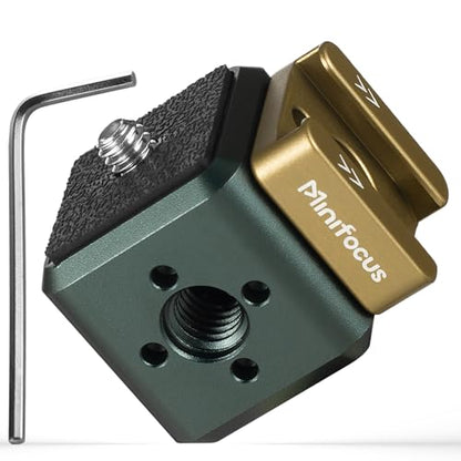 MINIFOCUS Multi-Hole Screws Adapter with Cold Shoe Mounts, Aluminum Thread Mounting Post/Block with 1/4'' & 3/8'' Thread Hole and Arri-locating Hole for Tripod, Magic Arm, Microphone, Camera Cage