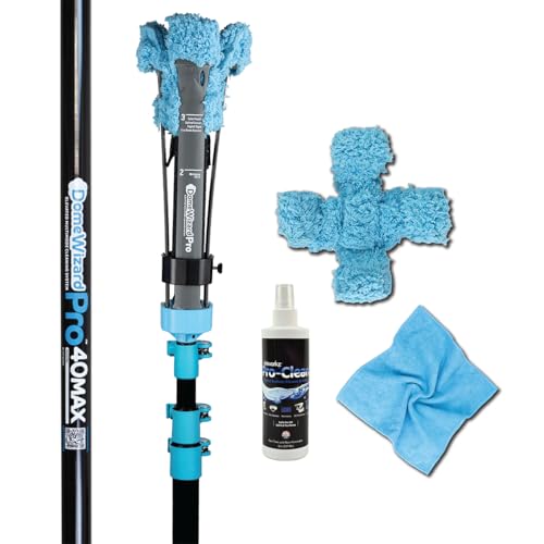 DomeWizard™ 40' Security Camera Cleaning Kit with Professional Grade Carbon Fiber Pole – Lens Cleaner for Dome, PTZ, Mini Dome & Bullet Cameras – Reusable Microfiber Mitt + 8oz Cleaning Solution - size: 40' Cleaning Kit
