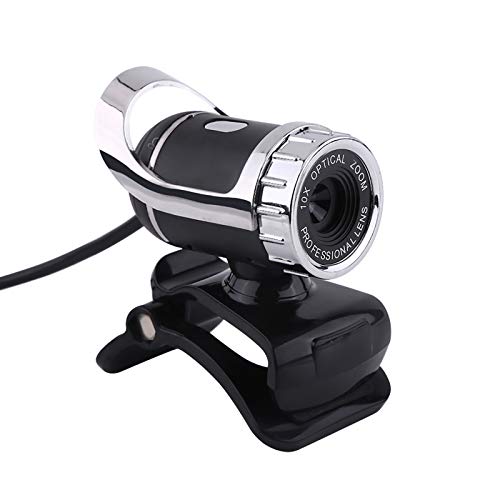 Webcam Camera, USB 2.0 12M Pixels Clip-on Webcam PC Camera with 360° Rotating Stand and Built-in Microphone for Desktop or Laptop (Silver)