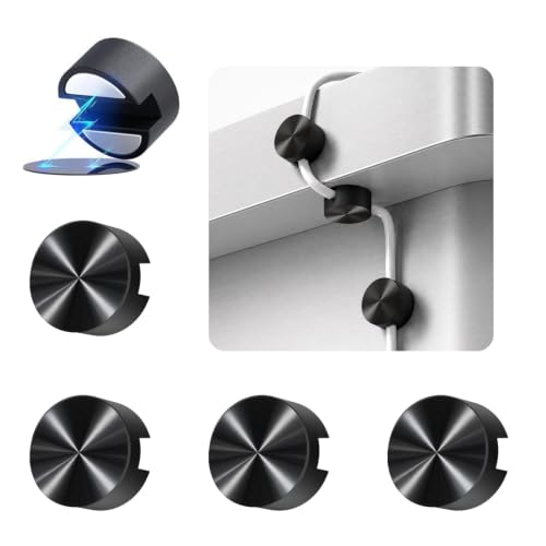 Magnetic Cord Holder Metal Black, Maveek Silicone Cable Clips Magnet Wire Management Cord Organizer for Bedside Table Office Desk Laptop Computer Charging Cables Outdoor Indoor (5 Piece) - color: Metallic Black, size: Medium