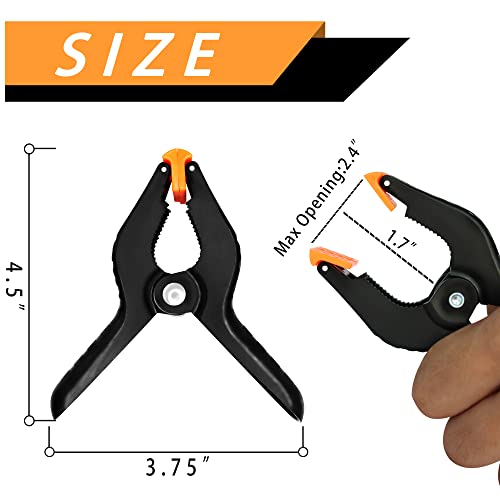 Backdrop Clips Clamps - 8 Heavy Duty Spring Clamps, 6 Background Clips Holder for Photography Backdrop Support Stand, Photo Video Studio Shooting