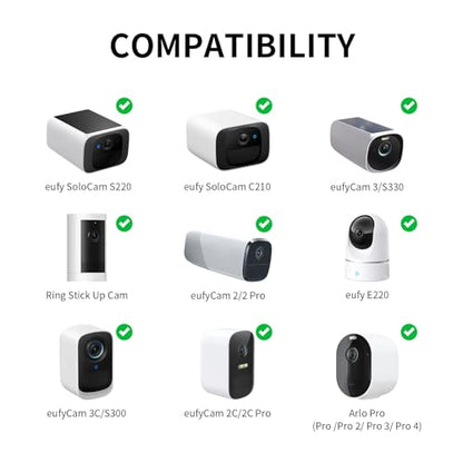 Flexible Clip Mount for Ring Security Camera | Indoor Outdoor Camera and Other Cameras with 1/4 Threaded Hole No Tools or Wall Damage, White