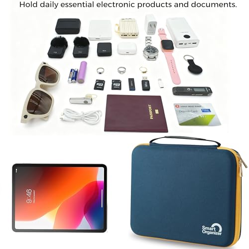 Electronics Organizer Case, Daily Tech Accessories Storage Bag for Charger, Cables, Power Bank, Lapel Mic,Watch, Passport, Travel Electronic Organizer Case for Travel Live Streaming Business Trip