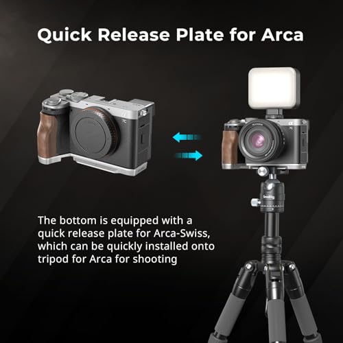 SmallRig A7C II / A7CR Handgrip L-Shape Grip for Sony Alpha 7C II/Alpha 7CR, Quick Release Plate for Arca, Lightweight Wooden Side Handle, for Quickly Switch on Tripods/Handheld Shooting - 4796B - style: Wooden Grip