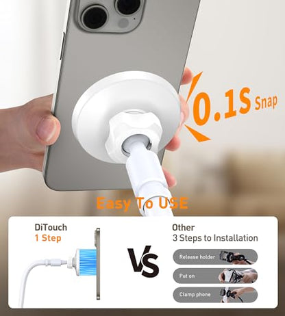 Magnetic Gooseneck Phone Holder Mount for iPhone 17/16/15/14/13/12 - Magnetic Stand Tabletop Clamp 360°Rotation Adjustable for Office/Home Compatible with iPhone 17 16 15 14 13 12 Mini Plus Pro Max - style: Mount + White