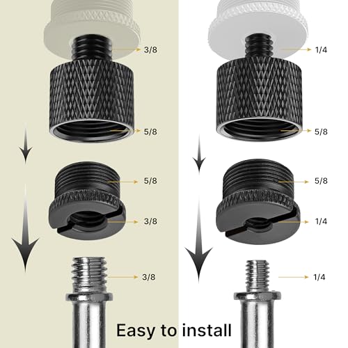 IXTECH Mic Stand Adapter Set 8 pieces Metal Microphone Stand Screw Thread Adapter 5/8 Female to 3/8 Male 3/8 Female to 5/8 Male 5/8 Female to 1/4 Male 1/4 Female to 5/8 Male Tripod Adapter ADP02A Blck - color: 9 ADAPTER