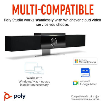 OLY Studio 4K USB Video Conference System (Plantronics) - Camera, Microphone, & Speaker Bar for Small & Medium Conference Rooms - - Teams/Zoom Certified (Renewed), Black