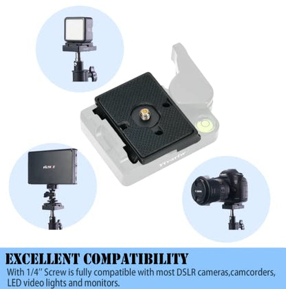 323 Quick Release Plate 1/4" Screw Tripod Camera Compatible for Manfrotto 200pl-14 RC2 Camera Tripod Ball Head 2PCS,Black - color: Black
