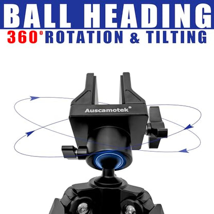 Aluminum Hunting Tripod Shooting Stick with 360° Ball Head and Phone Holder – Adjustable Height Shooting Rest Stand with Backpack Hook for Turkey, Deer, and Target Practice