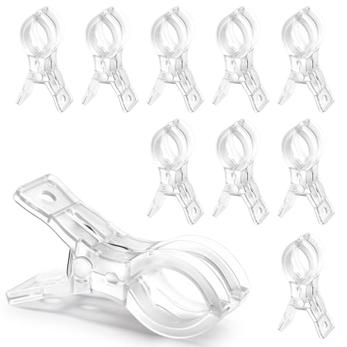 RELBRO Spring Clamps, 3.5 Inch Clear Plastic Clips for Balloon Arch Backdrop Craft Decoration Projects, Invisible Design, 10 Pcs