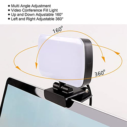 LED Fill Light Clip On Type, Video Conference Light with 10 Levels Adjustable Brightness, 360° Rotatable USB Powered Fill Lamp for Laptop Webcam Live Streaming