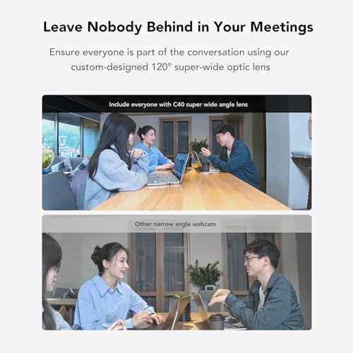 NUROUM C40(2nd Gen) 2K Video Conference Webcam with Microphone and Speaker, 5X Zoom, 4 Noise Cancelling Mics Conference Room Camera, 120°Ultra Wide Angle, 16ft Voice Pickup, for Zoom/Skype/Teams