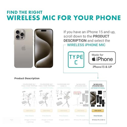 Movo Wireless Mini DI Duo Wireless Microphone - iPhone Video Recording Mic with Lavalier Mic, 10 HR Battery, 164FT Range
