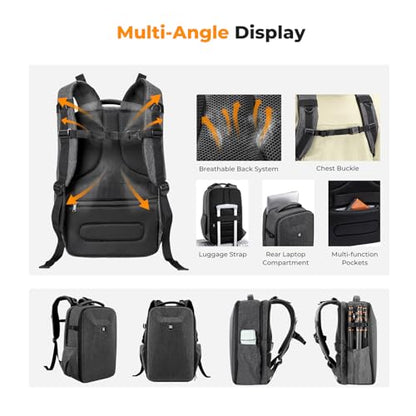K&F CONCEPT Camera Backpack,Hardshell Photography DSLR Camera Bag with 15-15.6 Inch Laptop Compartment Waterproof Hard Shell Camera Case Compatible with Canon/Nikon/Sony/DJI Mavic Drone - color: Grey