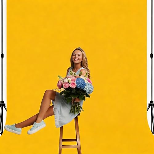 Photo Backdrop Yellow Background Fabric Professional Photography Solution 6x9ft Seamless Design Eliminate Wrinkles Short Video Food Photography Summer Theme Event - color: Yellow, size: 6x9ft