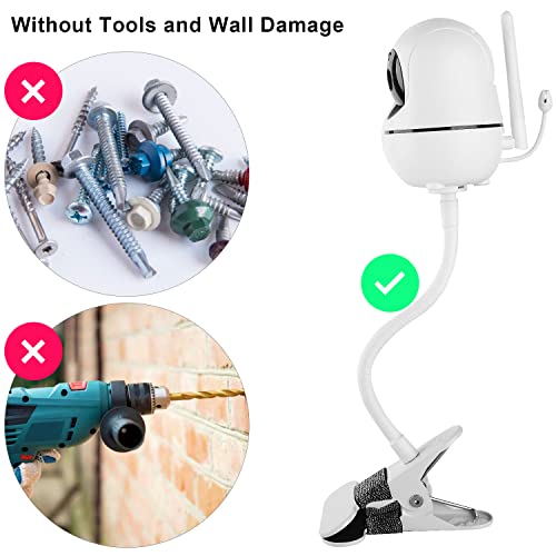 Flexible Baby Monitor Mount Compatible with HelloBaby HB65/HB6550/HB6558/HB66/HB248,ANMEATE SM935E/SM650 Monitor,Baby Camera Mount,Baby Clip Mount Without Tools or Wall Damage