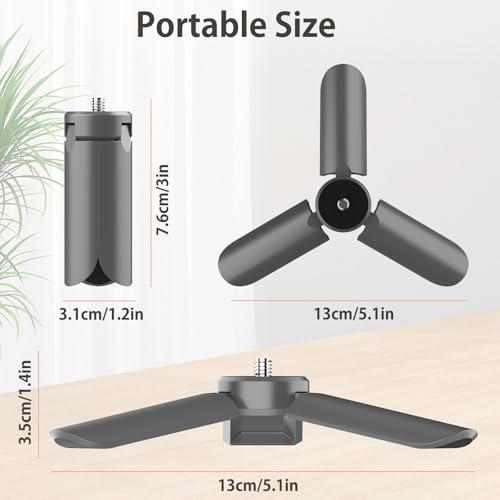GeeRic Mini Tripod Compatible with DJI OSMO Pocket 4/3, Stable Portable Pocket Stand, Desk Small Handheld Selfie Stick with 1/4" Screw Gray - color: Gray