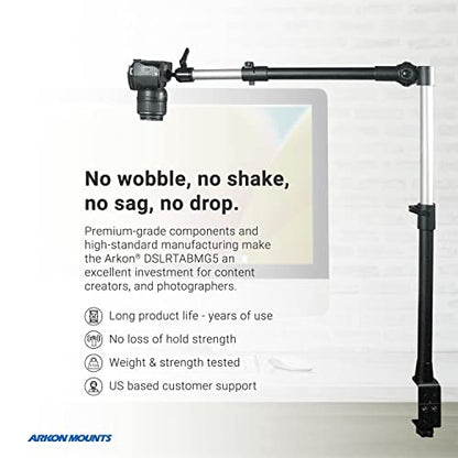ARKON Mounts Overhead Camera Mount | Includes Ceiling Mount Bracket, Phone Holder, Tablet Holder, & Camera Mount | 360° Adjustable | Durable & Super Stable Metal Mounting Base DSLRTABMG5