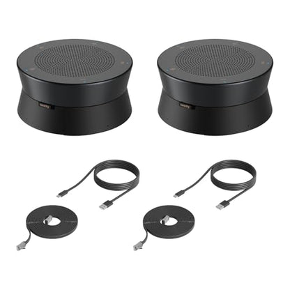 Nearity A21Sx2 Zoom Certified Conference Speaker and Microphone, Speakerphone w/8 Mics, 16ft Voice Pickup, AI 2.0 Noise Cancelling, USB Speakermic with Daisy Chain, Works Teams/Zoom/Google Meet - color: A21S-2PACK-BLACK