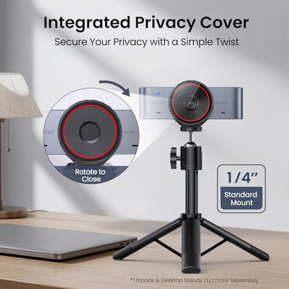 EMEET C960 Ultra 4K Webcam for Mac & PC, 1/1.5" Large Sensor, Metal Body, 0.2s Autofocus, DRC, Whiteboard Mode, Built-in Privacy Cover, 2 Mics, USB Webcam 4K for Meetings, Streaming & Content Creation - style: 4K Ultra