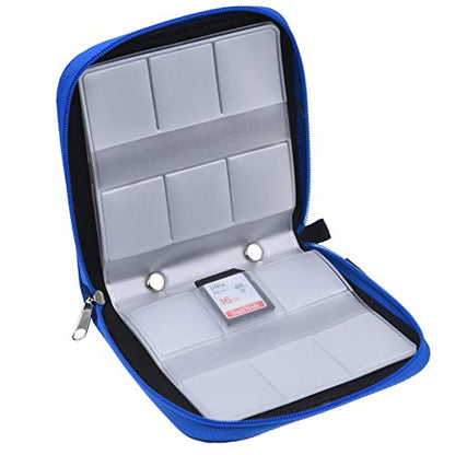 Eco-Fused Memory Card Case - Fits up to 44x SD, SDHC, Micro SD, Mini SD and 4X CF - Holder with 44 Slots (Blue / 44 Slots - 1 Pack) - color: Blue / 44 slots - 1 pack