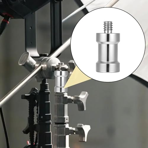 2 PCS Hotshoe/Coldshoe Adapter, 1/4" Female to 1/4" Male Convertor Threaded Screw Adapter Spigot Hotshoe/Coldshoe Adapters Ball Head Flash Trigger Receiver Light Stand adapters for Studio Light Stand