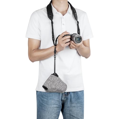 KIWIFOTOS Neoprene Camera Sleeve for Fuji X-T30 III A6600+18-55mm Lens | 6mm thick Neoprene Pouch for fits Camera≤4.9x2.9x5". Scratch-resistant. Touch-fastening flap. without strap - color: Camera Sleeve Gray