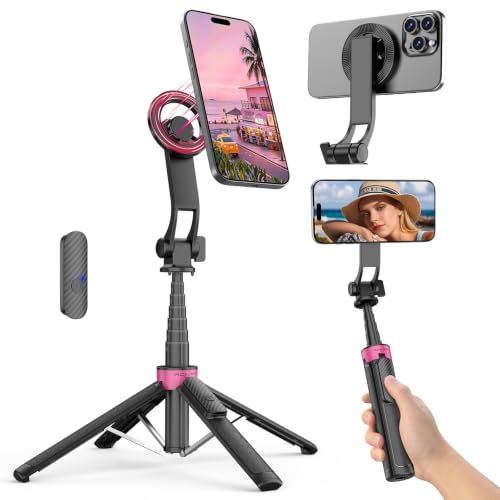 3-in-1 Magnetic Selfie Stick Tripod for iPhone/Android, 37'' 360° Rotation Phone Tripod with Wireless Remote, 4-Leg Extendable Phone Tripod for Hands-Free Video Recording,Gym,Travel Selfies - color: Black