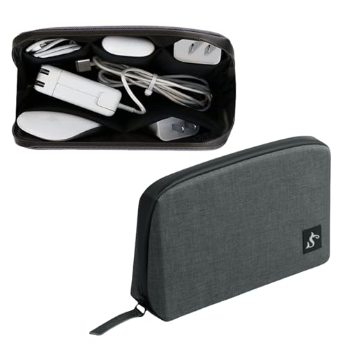 simtoper Electronic Organizer Travel Case – Waterproof Cable Bag for Cord, Charger, Hard Disk, Power Bank – Small Tech Storage for Travel, Backpack, Business Trip, Airplane - color: Grey, size: Large