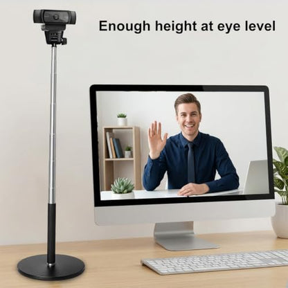 LenTok Webcam Stand for Desk, Telescopic Webcam Mount Camera Stand for Logitech Webcam C922 C930e C920S C920 C615 C960 C920x BRIO 4K NexiGo N60 etc, for Zoom Meetings, Streaming, Video Recording