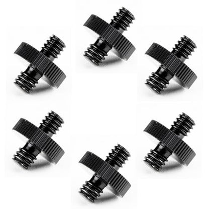 6 Pack 1/4" Male to 1/4" Male Threaded Adapter for Camera Cage Mount, Double Sided Tripod Screw Thread for Light Stand Shoulder Rig Stud Mounting Accessories - color: Black-6 pack