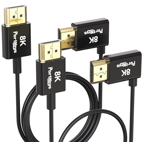 Portkeys 8K HDMI Cable High-Speed HDMI Ultra Thin 10-Core Coaxial Cable, 2.4mm Diameter Cable 19-PIN Full PIN Mapping Support 8K60Hz 4K240Hz for Camera Monitor/PC/TV/Game(0.3M+1M) - color: Core Coaxial, size: 0.3M+1M