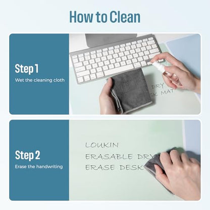 LOUKIN Erasable Dry Erase Desk Mat, 32"x14" Mouse Pad, Writing White Board, Non-Slip Desktop Protector for Office, Home, School (Includes 2 Wet Erase Markers & Cleaning Cloth)