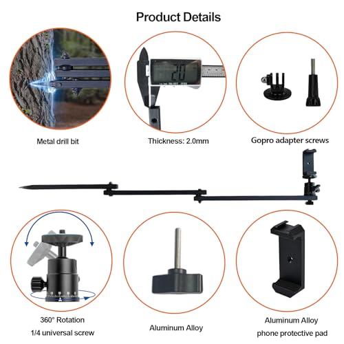Tree Stand Phone Mount for Hunting,Camera Arm for Hunting,Treestand Phone Holder for Self Filming Hunts, Compatible Gopro,Trail Camera, iPhone, Mevo Start