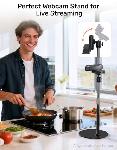 Webcam Tripod Stand for Desk Height Adjustable & 360° Swivel Webcam Mount Compatible with Logitech Webcam C922 C930e C920S C920 C615 C960 NexiGo N60 and BRIO and Other Devices with 1/4" Thread - size: Larger Base