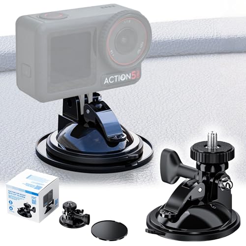 JJC Suction Cup Mount with 1/4"-20 Screw for DJI Osmo Pocket 4 Nano Action 6 5 Pro 4 3 Action Camera, Strong Stable Suction Cup Base for Gopro 13 12 11 10, for Insta360 X5 X4 X3 OSMO 360 Car Mount - color: Suction Cup Mount with 1/4-20 Screw
