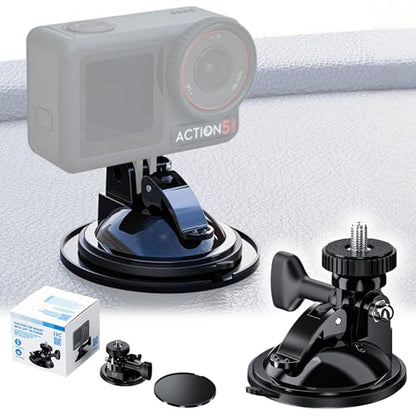 JJC Suction Cup Mount with 1/4"-20 Screw for DJI Osmo Pocket 4 Nano Action 6 5 Pro 4 3 Action Camera, Strong Stable Suction Cup Base for Gopro 13 12 11 10, for Insta360 X5 X4 X3 OSMO 360 Car Mount - color: Suction Cup Mount with 1/4-20 Screw