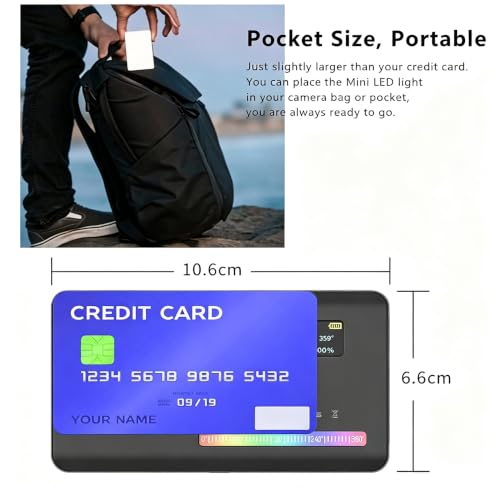 ULANZI VL120 RGB Video Light, Pocket LED On-Camera Video Lights, Built-in 3100mAh Rechargeable Battery, 360 Full Color 20 Light Effects, CRI≥95 2500-9000K LED Panels for Photography Vlogging