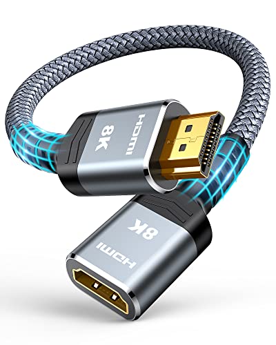 Highwings 8K 4K HDMI Extender - 0.5FT Cable, 4K@30Hz/60Hz/120Hz, Compatible with PS5, Roku Stick, Blu Ray Player, HDTV, Laptop - color: Grey, size: 0.5 feet, style: 8k 1pack